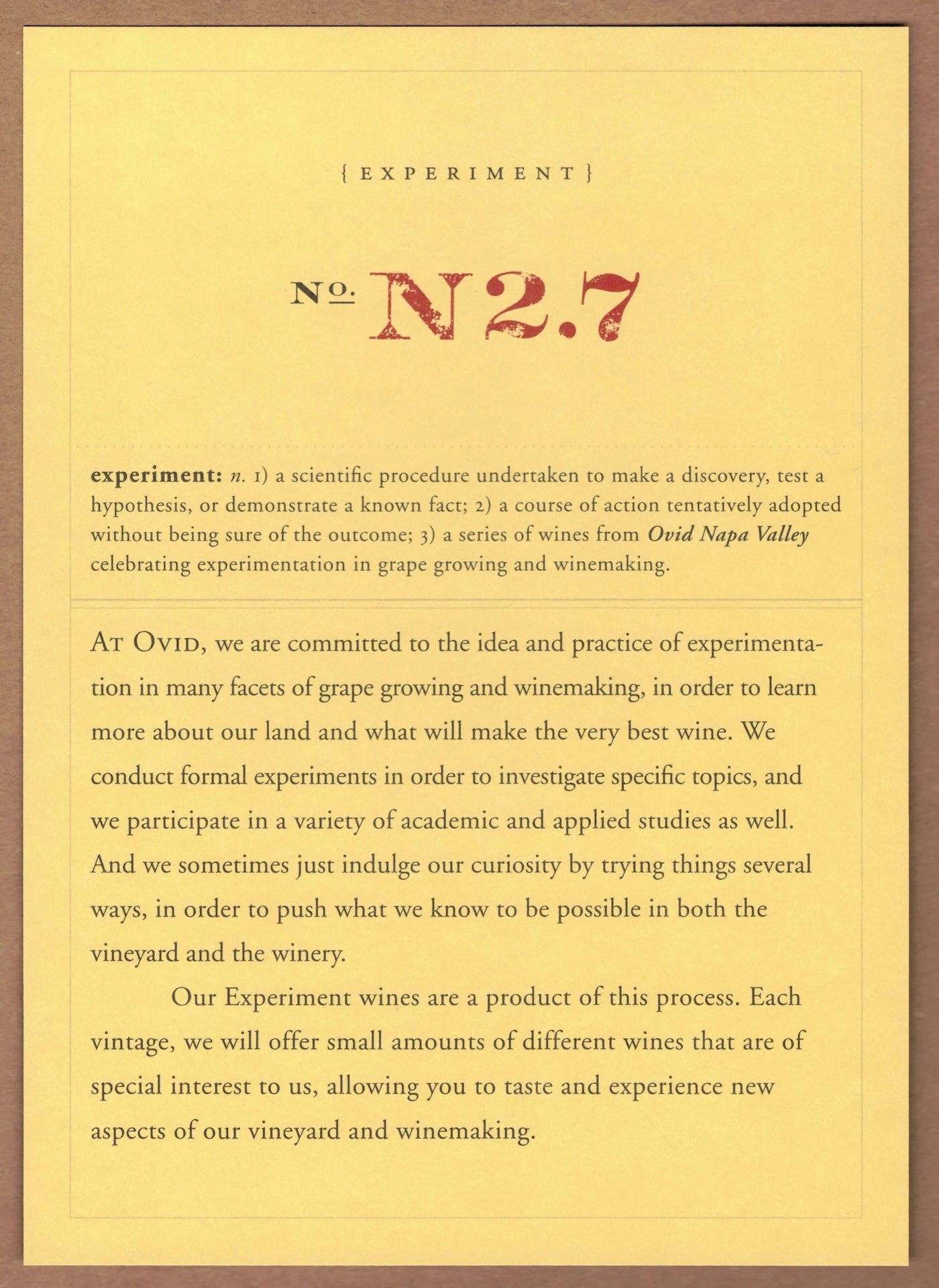 OVID Experiment Red N2.7 Red